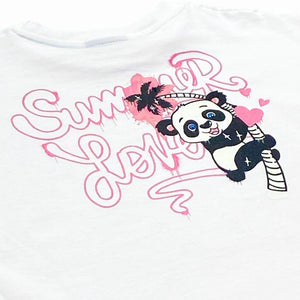 Disclaimer kids t-shirt bianca corta ragazza panda 58114