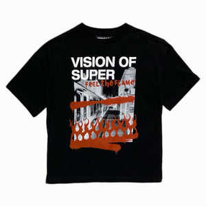 VISION OF SUPER kids t-shirt nera logo graffiti TSV4103