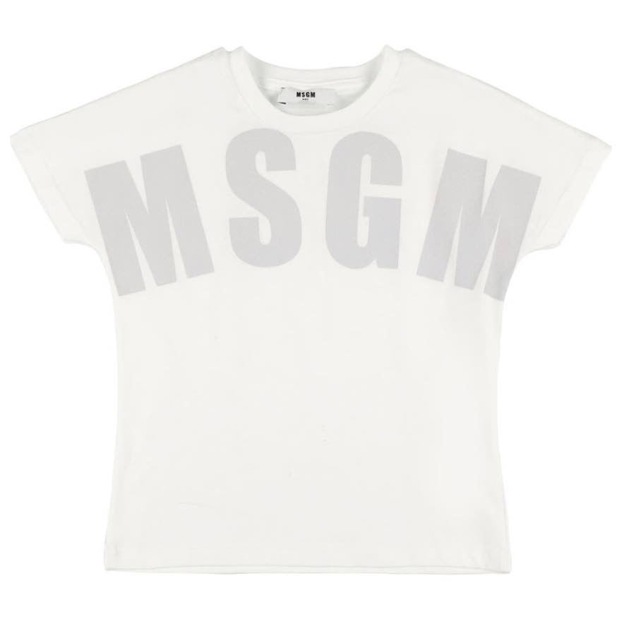 MSGM kids t-shirt bianca maxilogo grigio UTH006