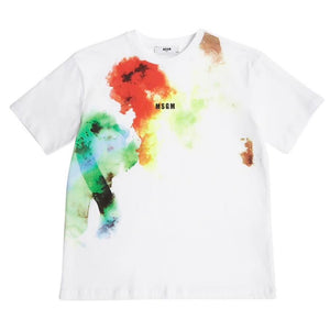 MSGM kids t-shirt bianca stampa acquerello BTH221