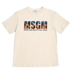 MSGM kids t-shirt crema logo palme BTH239