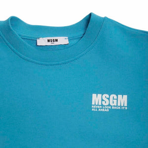 MSGM kids felpa turchese logo palme BSW241