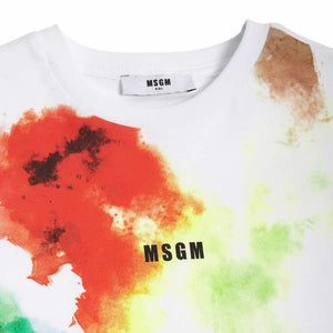 MSGM kids t-shirt bianca stampa acquerello BTH221