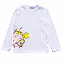 Carica l&#39;immagine nel visualizzatore di Gallery, Mousse t-shirt bambina unicorni bianca 301
