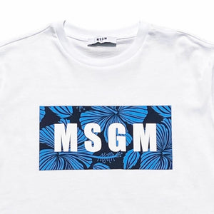 MSGM kids t-shirt bianca logo fiori BTH257