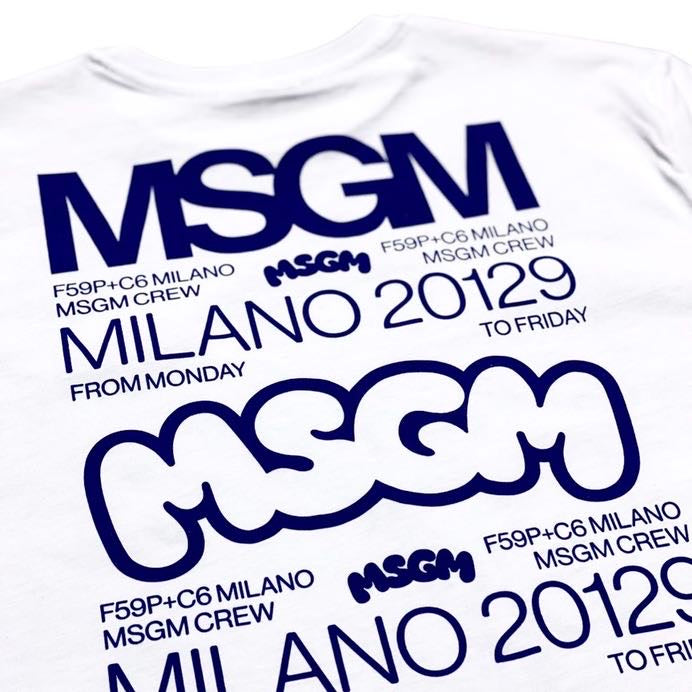 MSGM kids t-shirt bianca logo blu BTH256