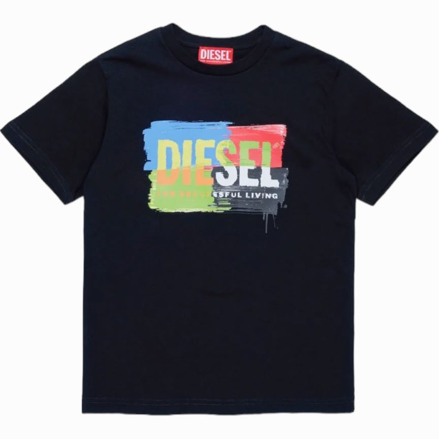 Diesel t-shirt nera pennellata J01776