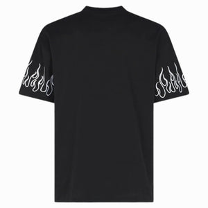 VISION OF SUPER adult t-shirt nera fiamme ricamate VS00854