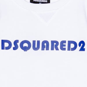 DSQUARED2 felpa bianca logo bluette DQ2073