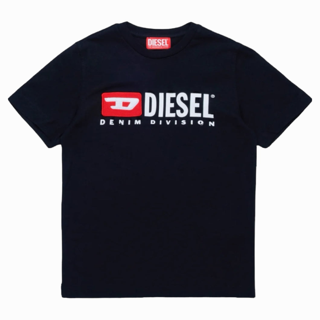 Diesel t-shirt nera bambino strappi J01793