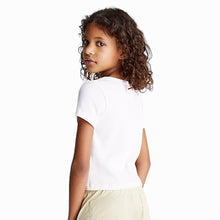 Carica l&#39;immagine nel visualizzatore di Gallery, Calvin Klein t-shirt bianca costine bambina G02439

