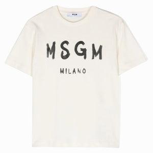 MSGM t-shirt crema logo pennellato UTH012