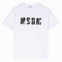Carica l&#39;immagine nel visualizzatore di Gallery, MSGM kids t-shirt bianca logo palme BTH205
