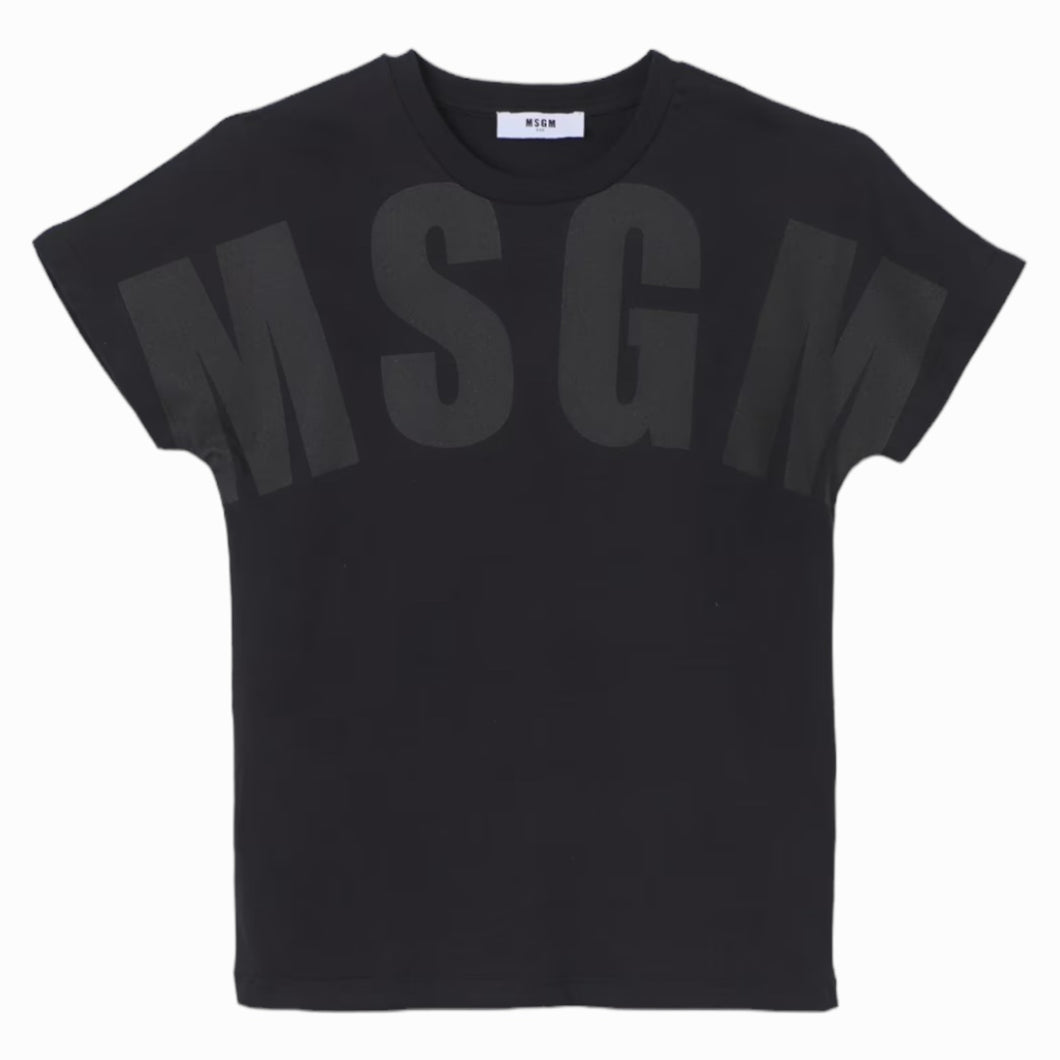 MSGM kids t-shirt nera maxilogo grigio UTH006