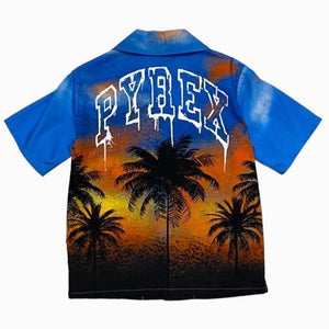 Pyrex camicia azzurra stampa palme 33761