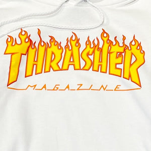 felpa thrasher bianca logo flame classic
